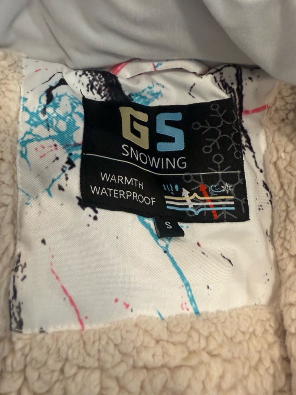 GS SNOWING | White Marble Print Snowsuit | Windproof Waterproof Insulated NWOT S - Picture 2 of 7